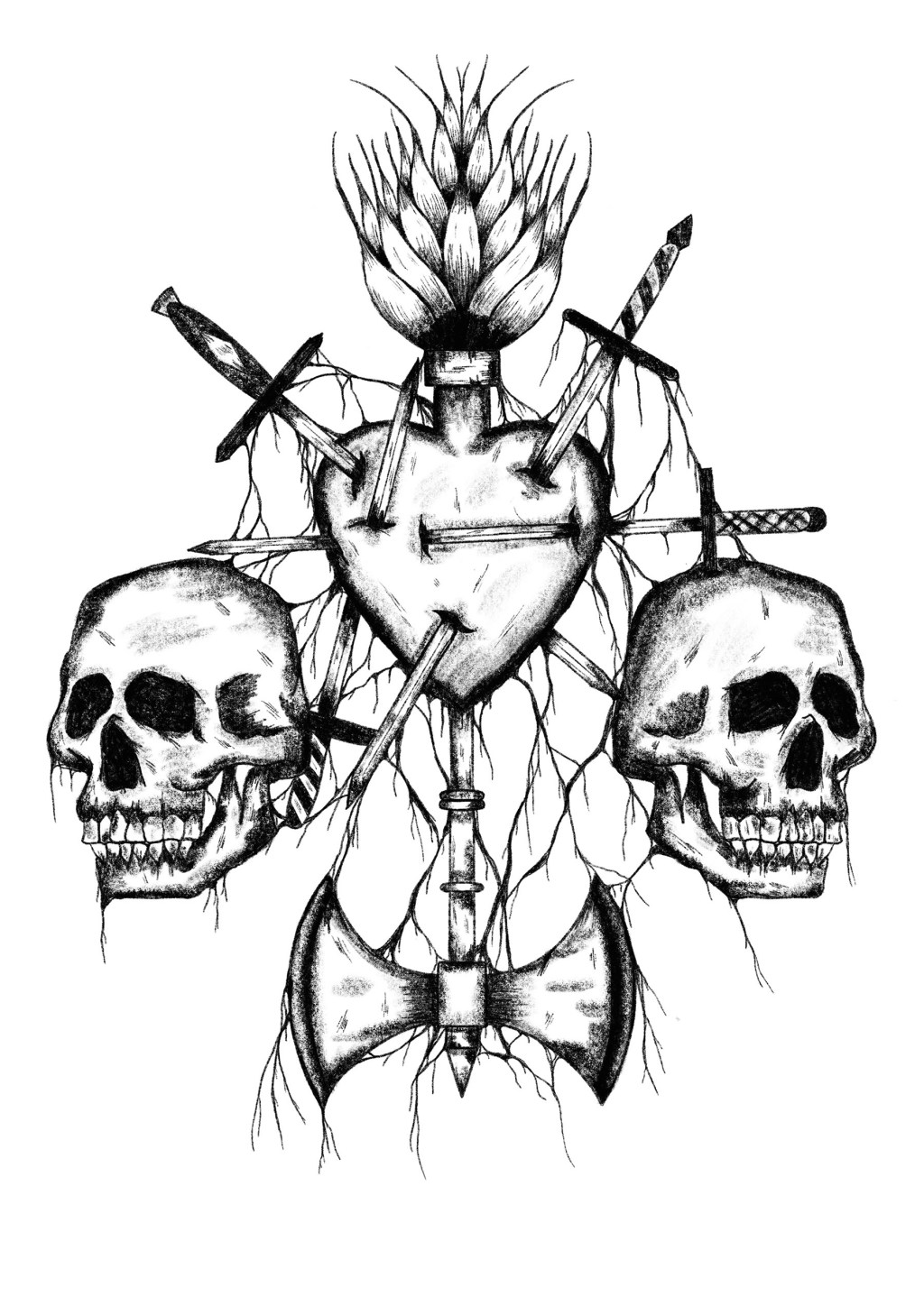 Sacred heart and&nbsp;skulls